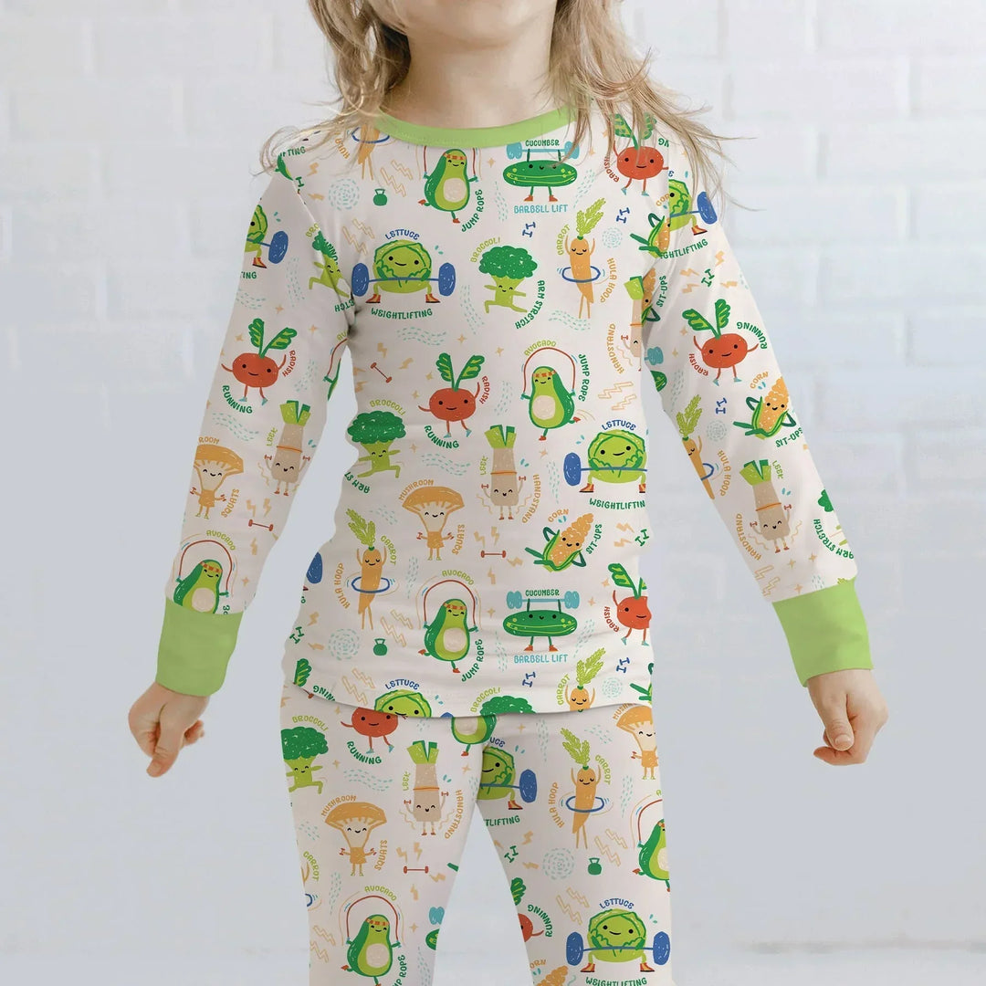 Zweiteiliges Langarm-Pyjama-Set mit Sommerfrüchten