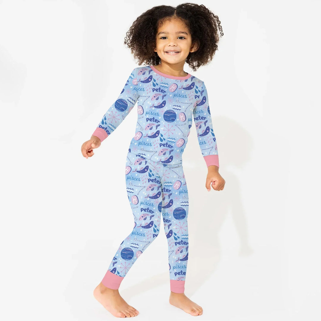 Zweiteiliges Langarm-Pyjama-Set mit Sommerfrüchten