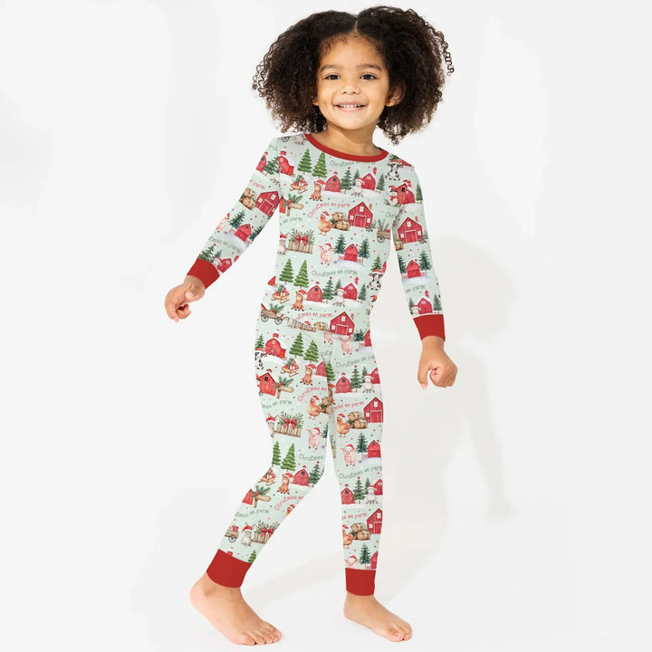 Zweiteiliges Langarm-Pyjama-Set mit Sommerfrüchten