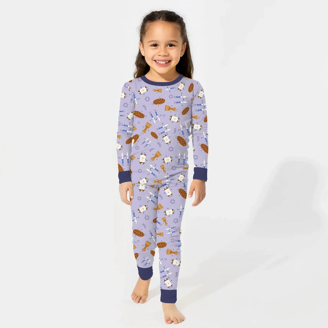 Zweiteiliges Langarm-Pyjama-Set mit Sommerfrüchten