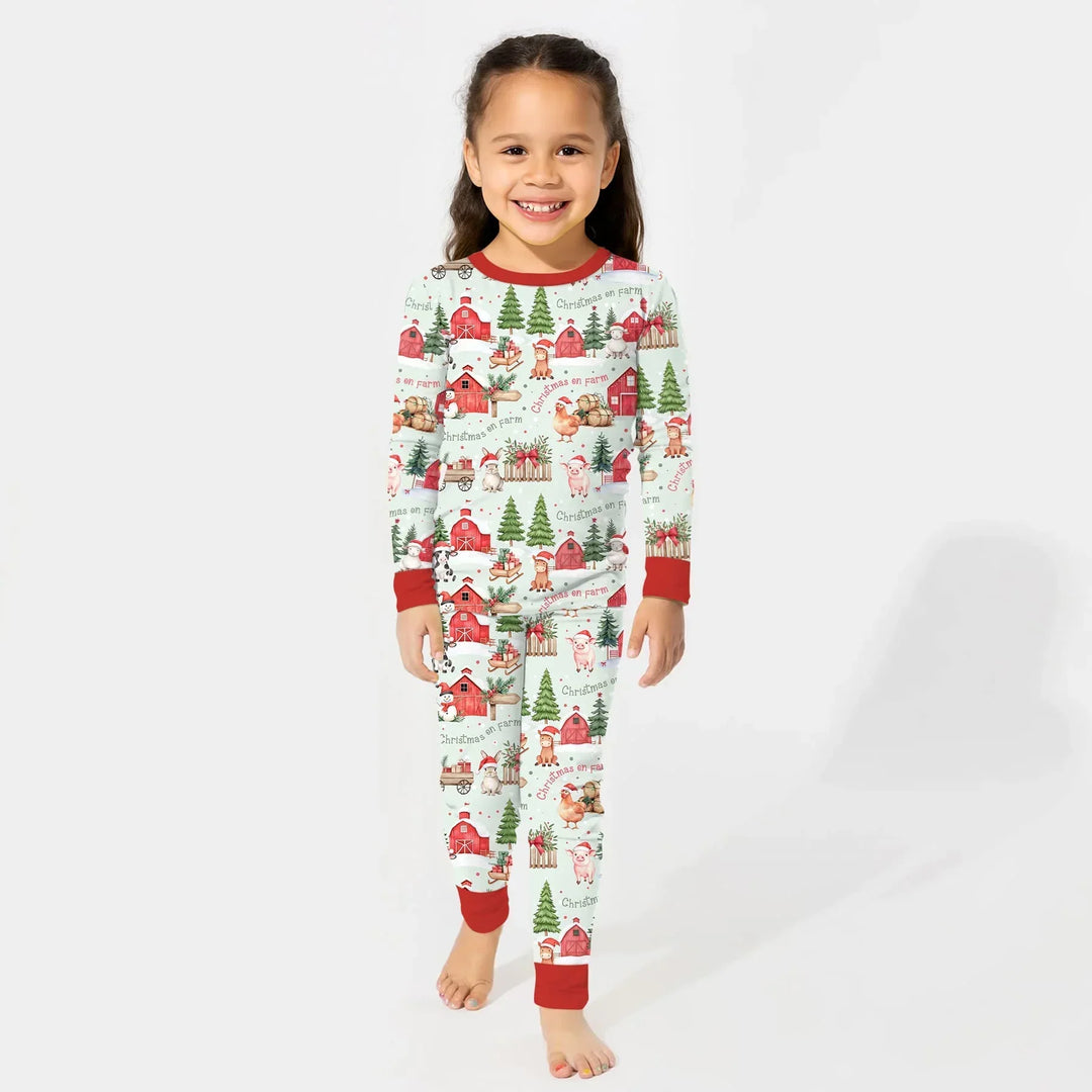 Zweiteiliges Langarm-Pyjama-Set mit Sommerfrüchten