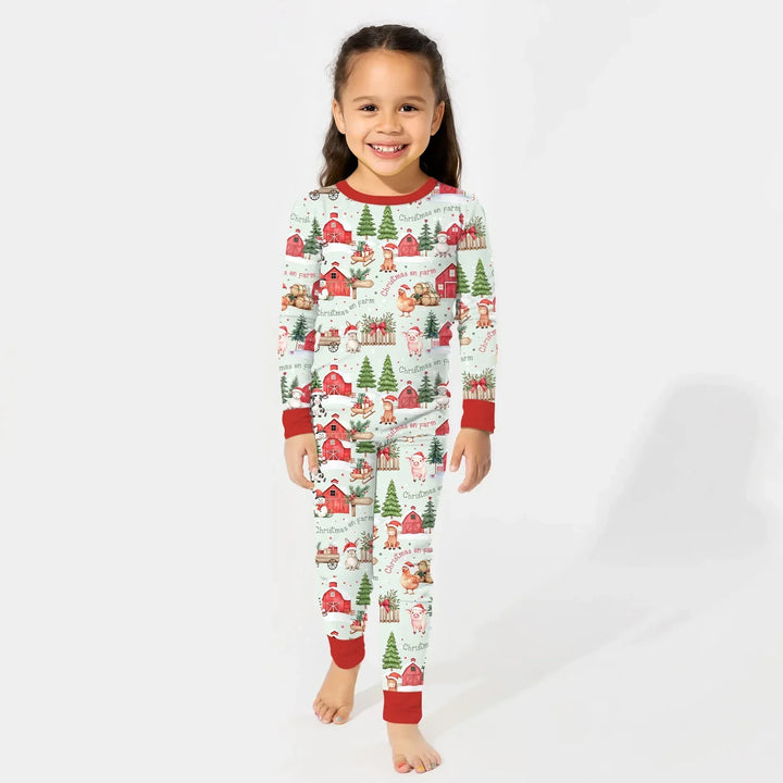 Zweiteiliges Langarm-Pyjama-Set mit Sommerfrüchten