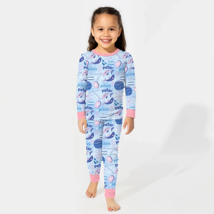Zweiteiliges Langarm-Pyjama-Set mit Sommerfrüchten