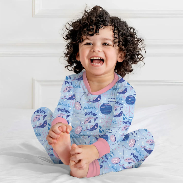 Zweiteiliges Langarm-Pyjama-Set mit Sommerfrüchten