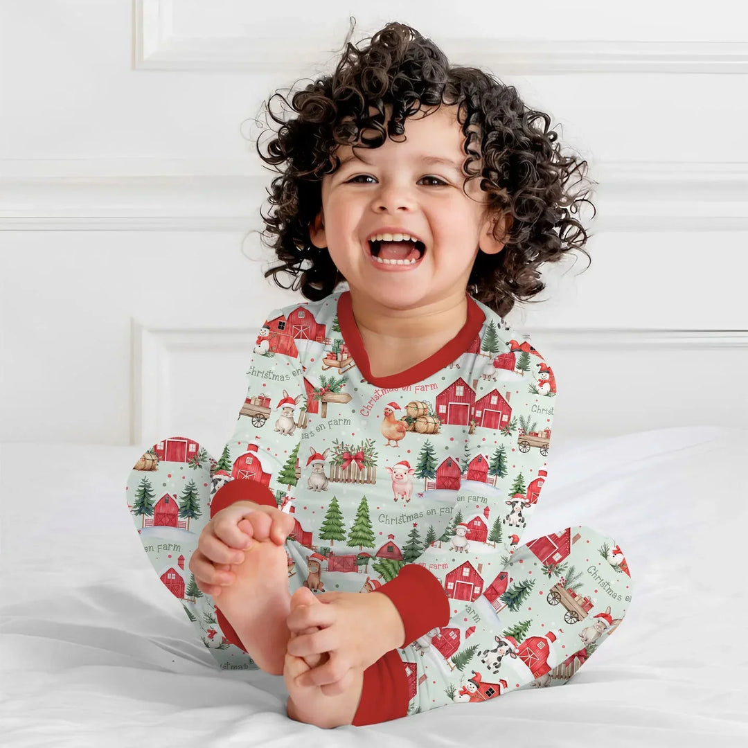 Zweiteiliges Langarm-Pyjama-Set mit Sommerfrüchten