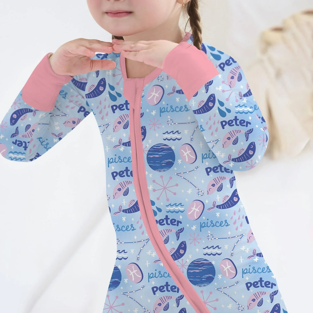 Custom Name Zodiac Pisces Bamboo Convertible Zippy