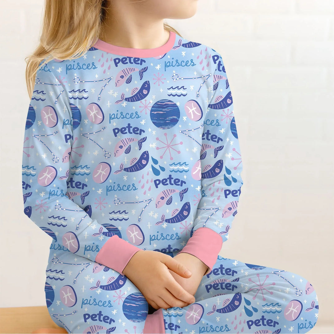 Zweiteiliges Langarm-Pyjama-Set mit Sommerfrüchten