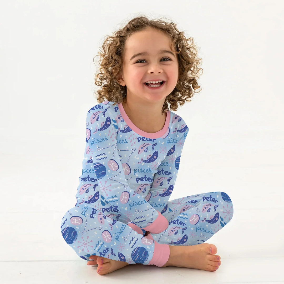Zweiteiliges Langarm-Pyjama-Set mit Sommerfrüchten