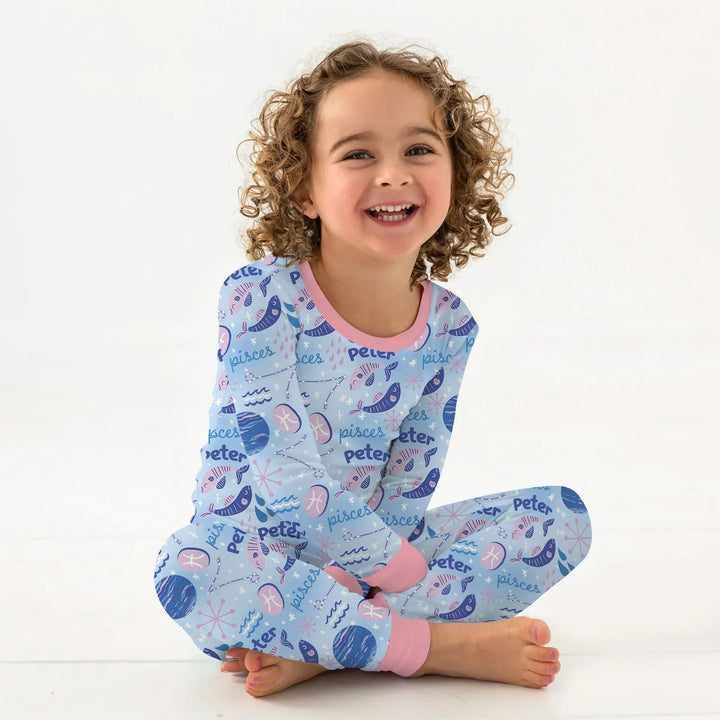 Zweiteiliges Langarm-Pyjama-Set mit Sommerfrüchten