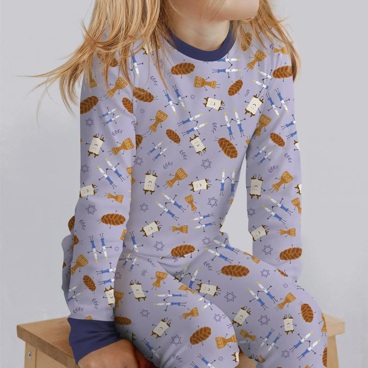 Zweiteiliges Langarm-Pyjama-Set mit Sommerfrüchten