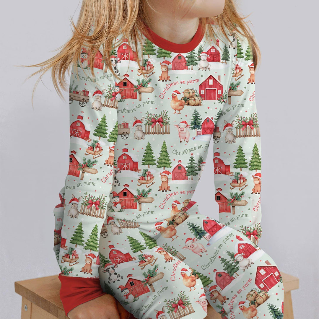Zweiteiliges Langarm-Pyjama-Set mit Sommerfrüchten