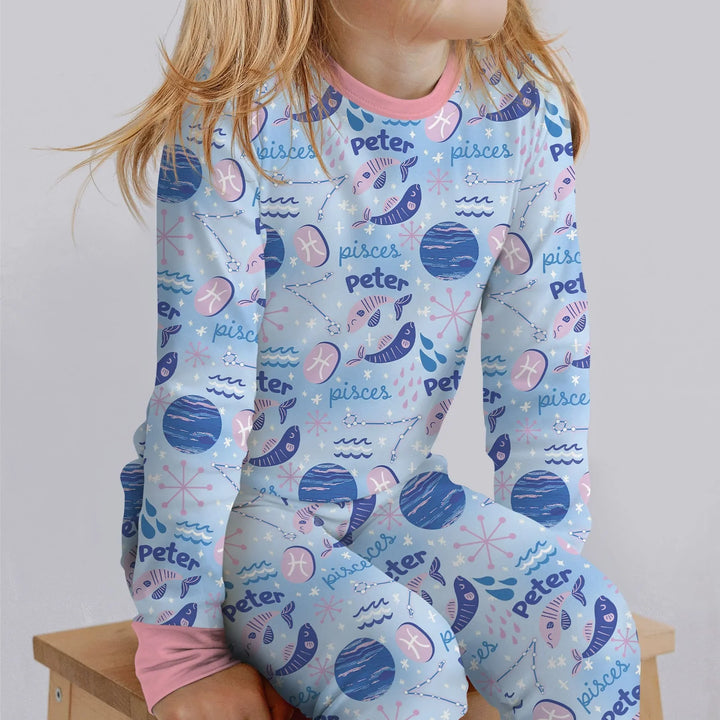 Zweiteiliges Langarm-Pyjama-Set mit Sommerfrüchten