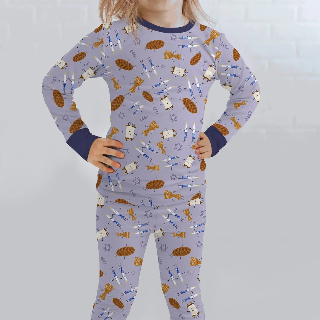 Zweiteiliges Langarm-Pyjama-Set mit Sommerfrüchten