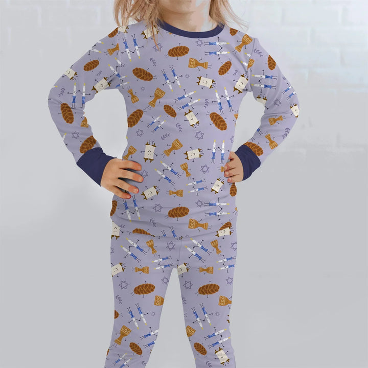 Zweiteiliges Langarm-Pyjama-Set mit Sommerfrüchten