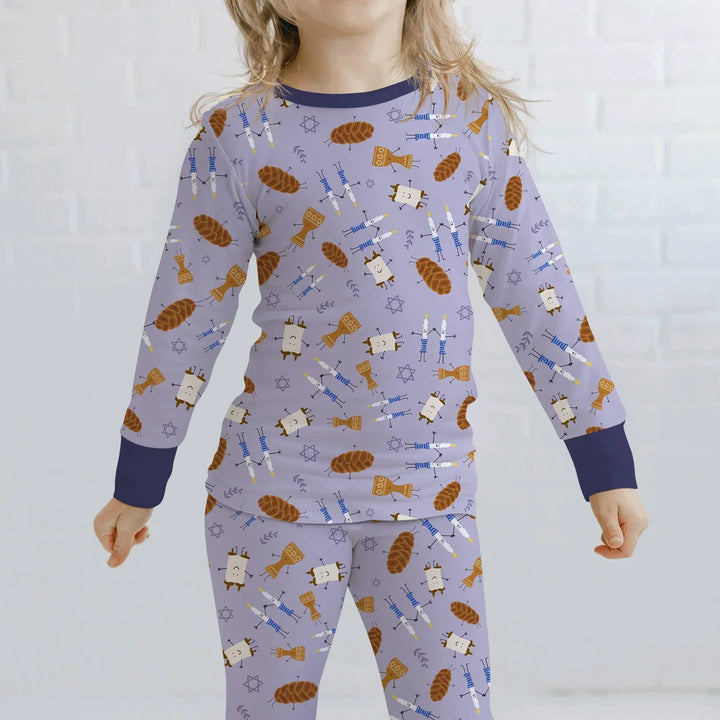 Zweiteiliges Langarm-Pyjama-Set mit Sommerfrüchten