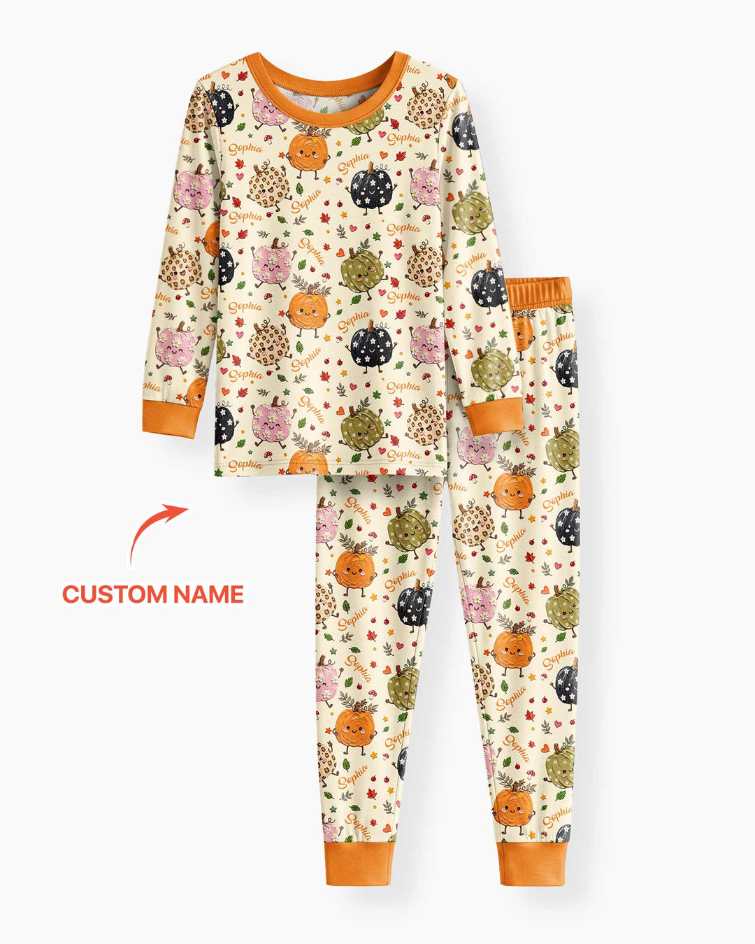 Boho Pumpkin Doodle Bamboo Two Piece Long Sleeve Pajama Set