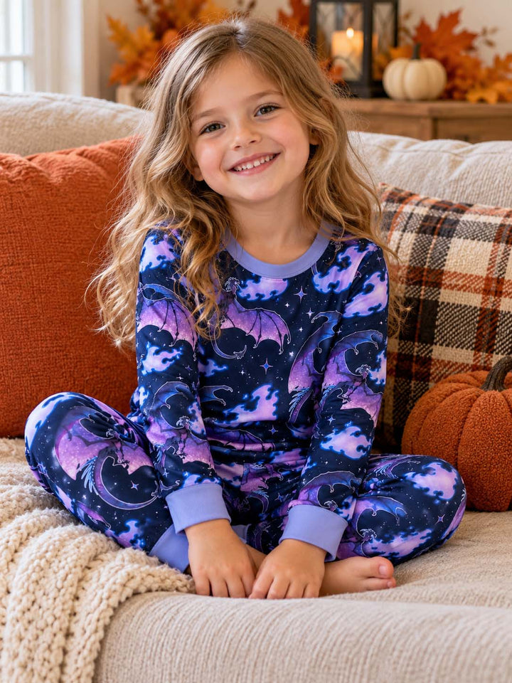 Galaxy Night Dragon Bamboo Two Piece Long Sleeve Pajama Set