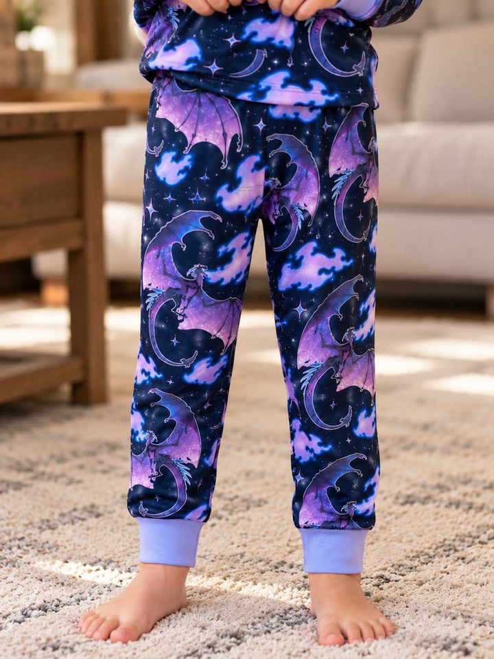 Galaxy Night Dragon Bamboo Two Piece Long Sleeve Pajama Set