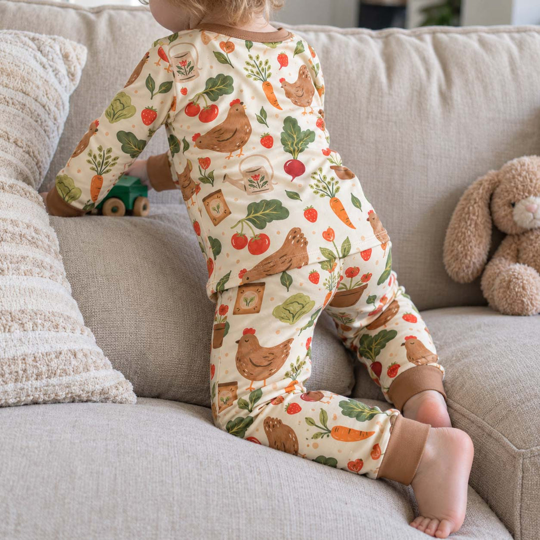 Garden Hen Harvest Bamboo Two Piece Long Sleeve Pajama Set