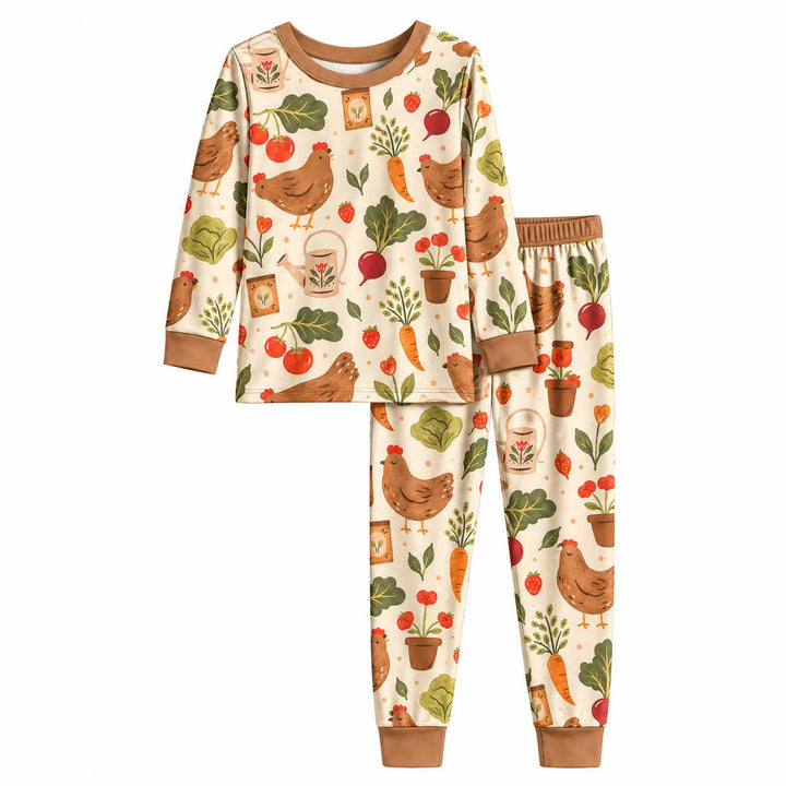 Garden Hen Harvest Bamboo Two Piece Long Sleeve Pajama Set