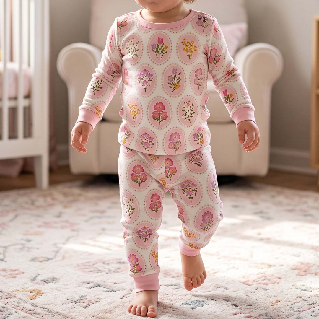 Gentle Floral Beauty Bamboo Two Piece Long Sleeve Pajama Set