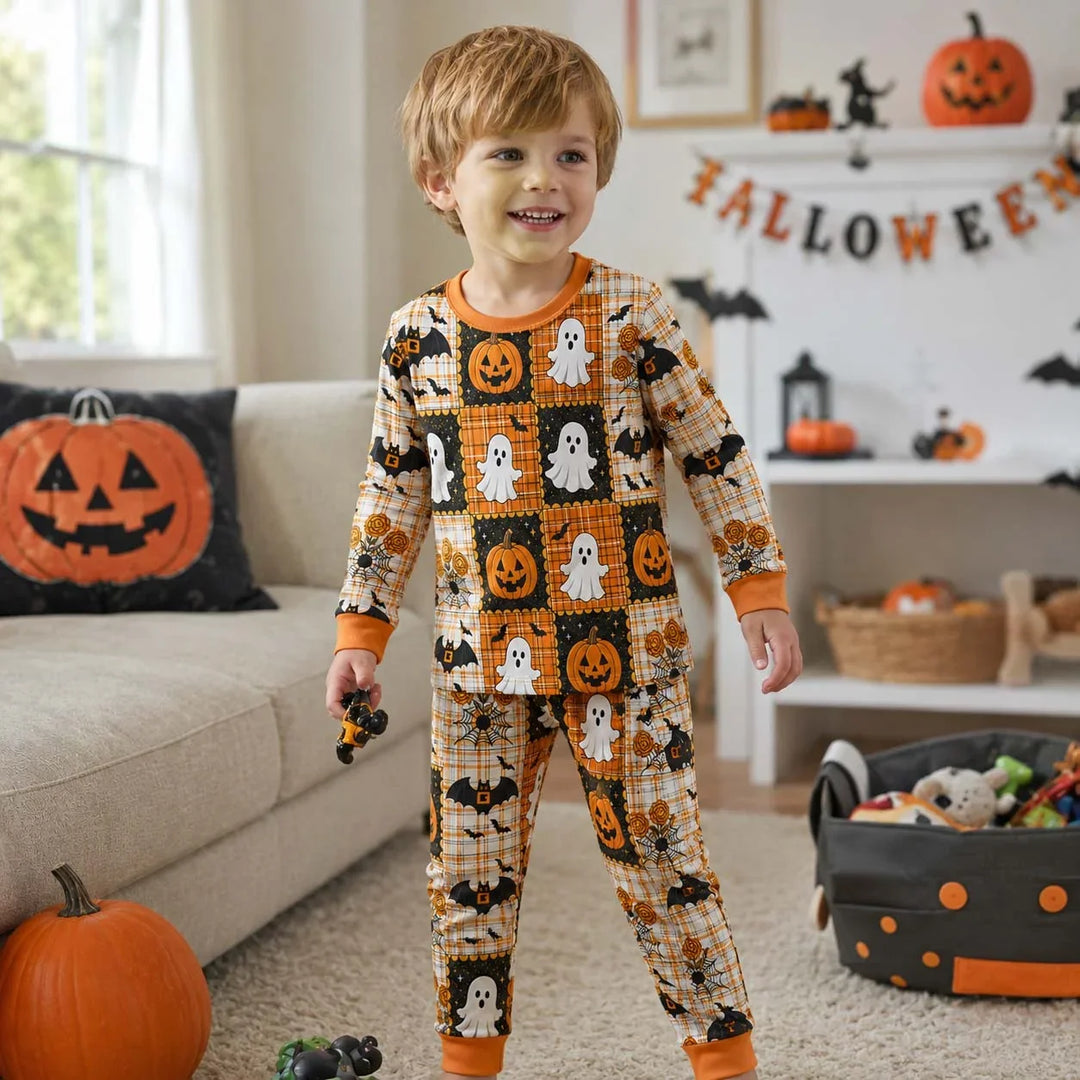 Ghost Pumpkin Patch Bamboo Two Piece Long Sleeve Pajama Set