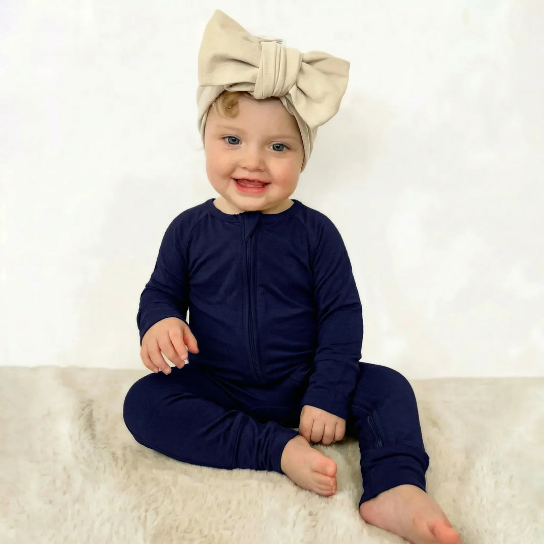 Cetacean Blue Bamboo Convertible Zippered Romper