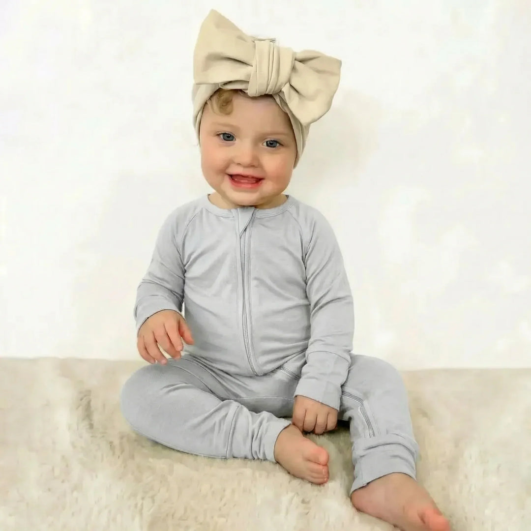 Light Gray Bamboo Convertible Zippered Romper
