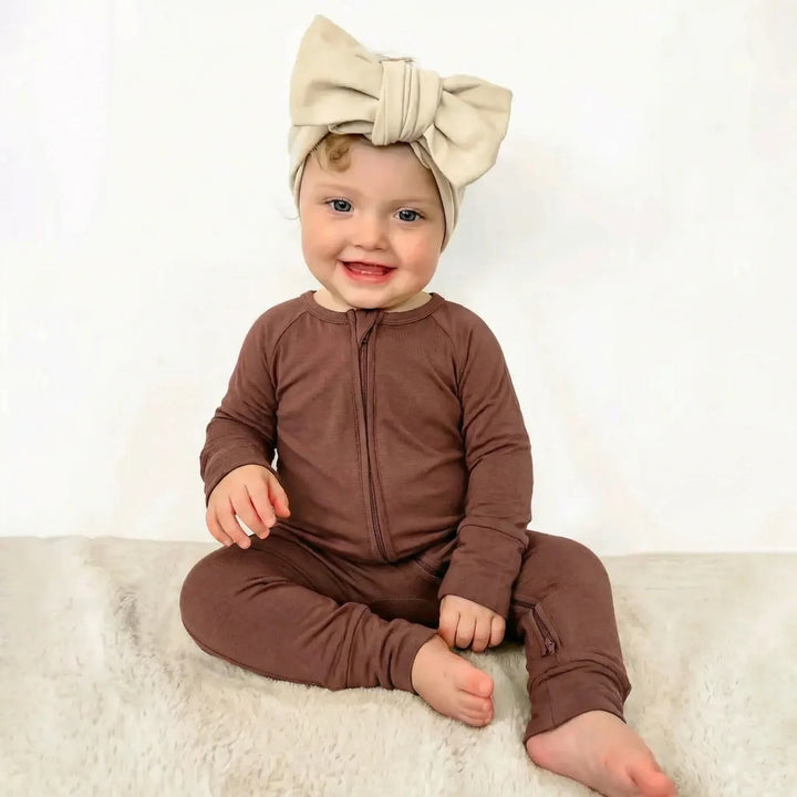 Dark Chestnut Bamboo Convertible Zippered Romper