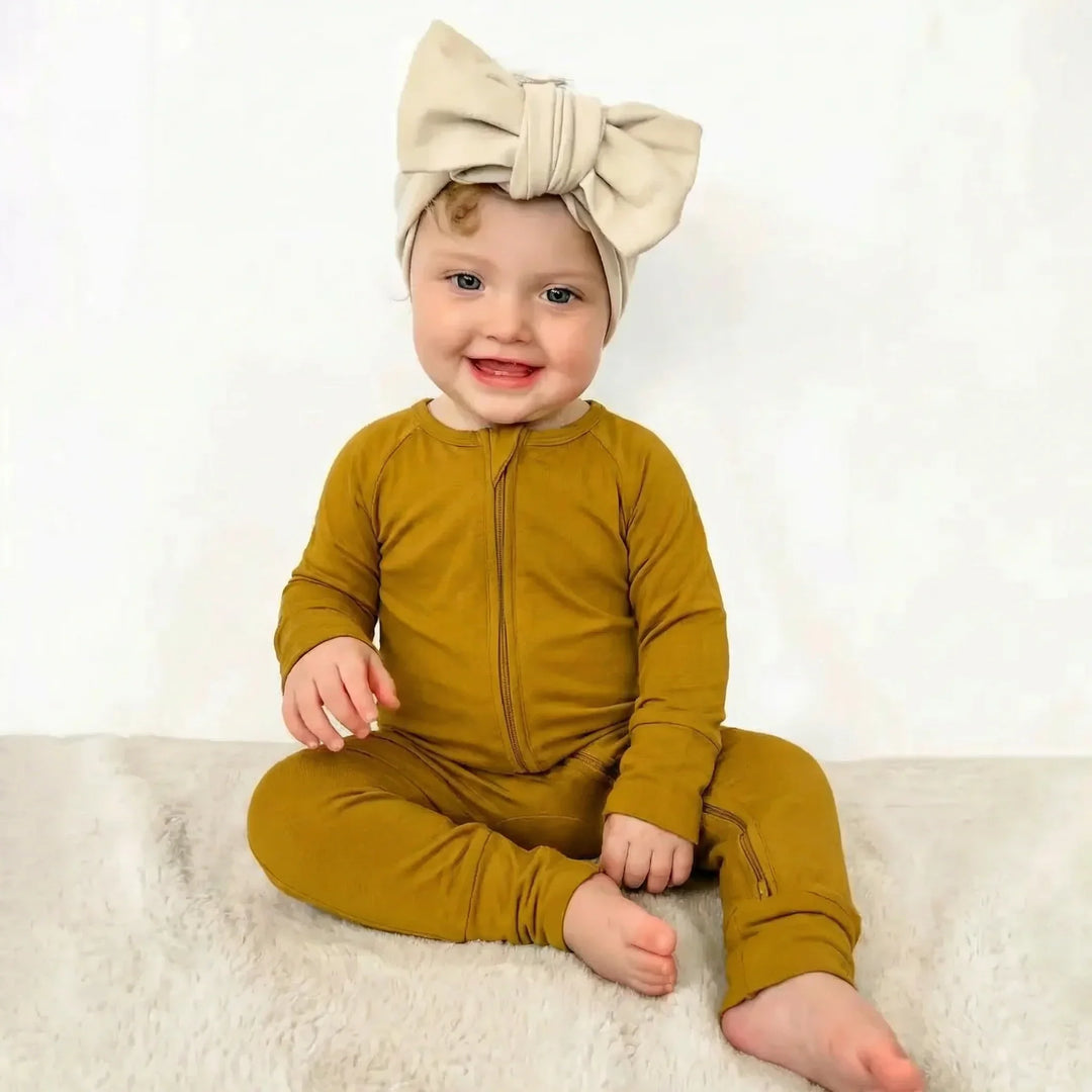 Dark Goldenrod Bamboo Convertible Zippered Romper