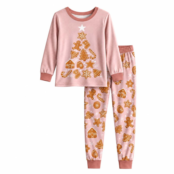 Gingerbread Cookie Christmas Tree Bamboo Two Piece Long Sleeve Pajama Set