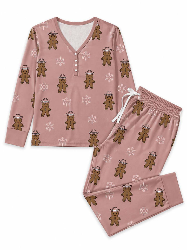 Gingerbread Cowboy Christmas Bamboo Women Pajama Set