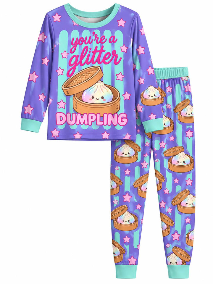 Glitter Dumpling Star Bamboo Two Piece Long Sleeve Pajama Set