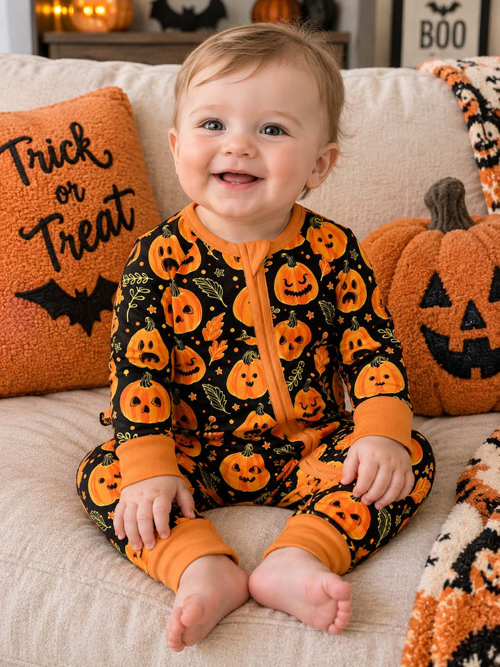 Glowing Pumpkin Faces Bamboo Convertible Zippy