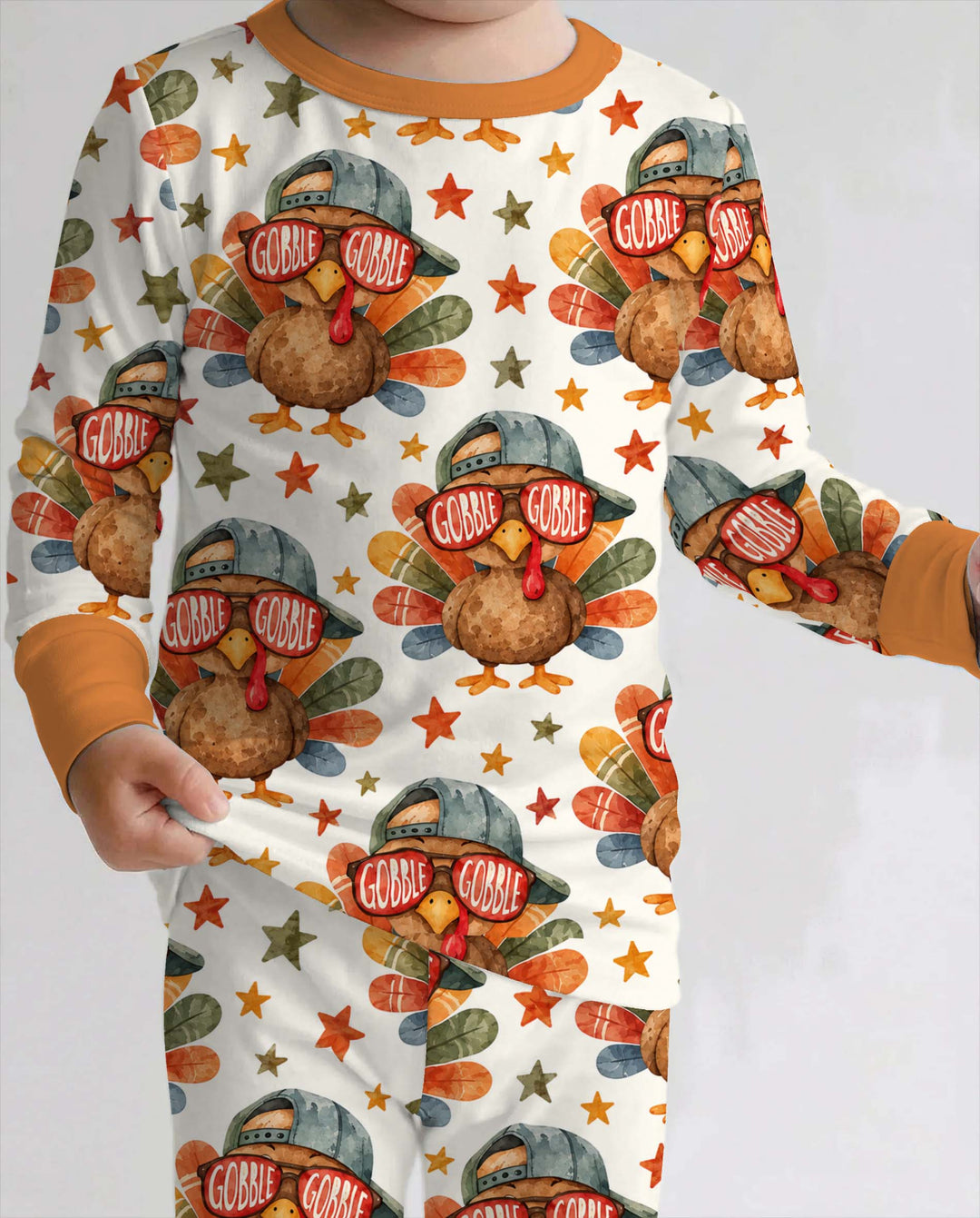 Gobble Gobble Cool Turkey Bamboo Two Piece Long Sleeve Pajama Set