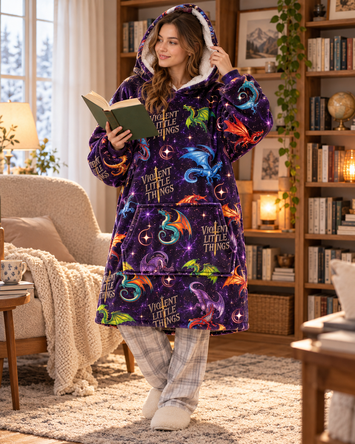 Reading About Little Violent Things Blanket Hoodie