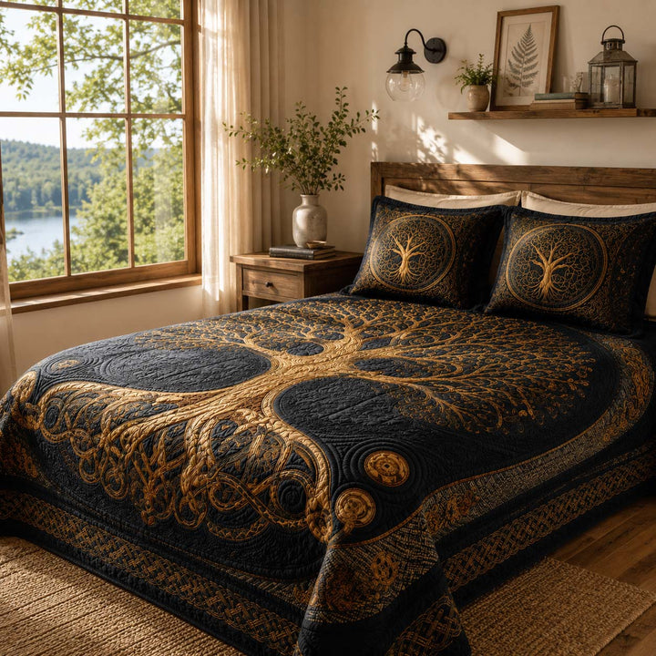 Golden Roots Bamboo Quilt Bedding Set