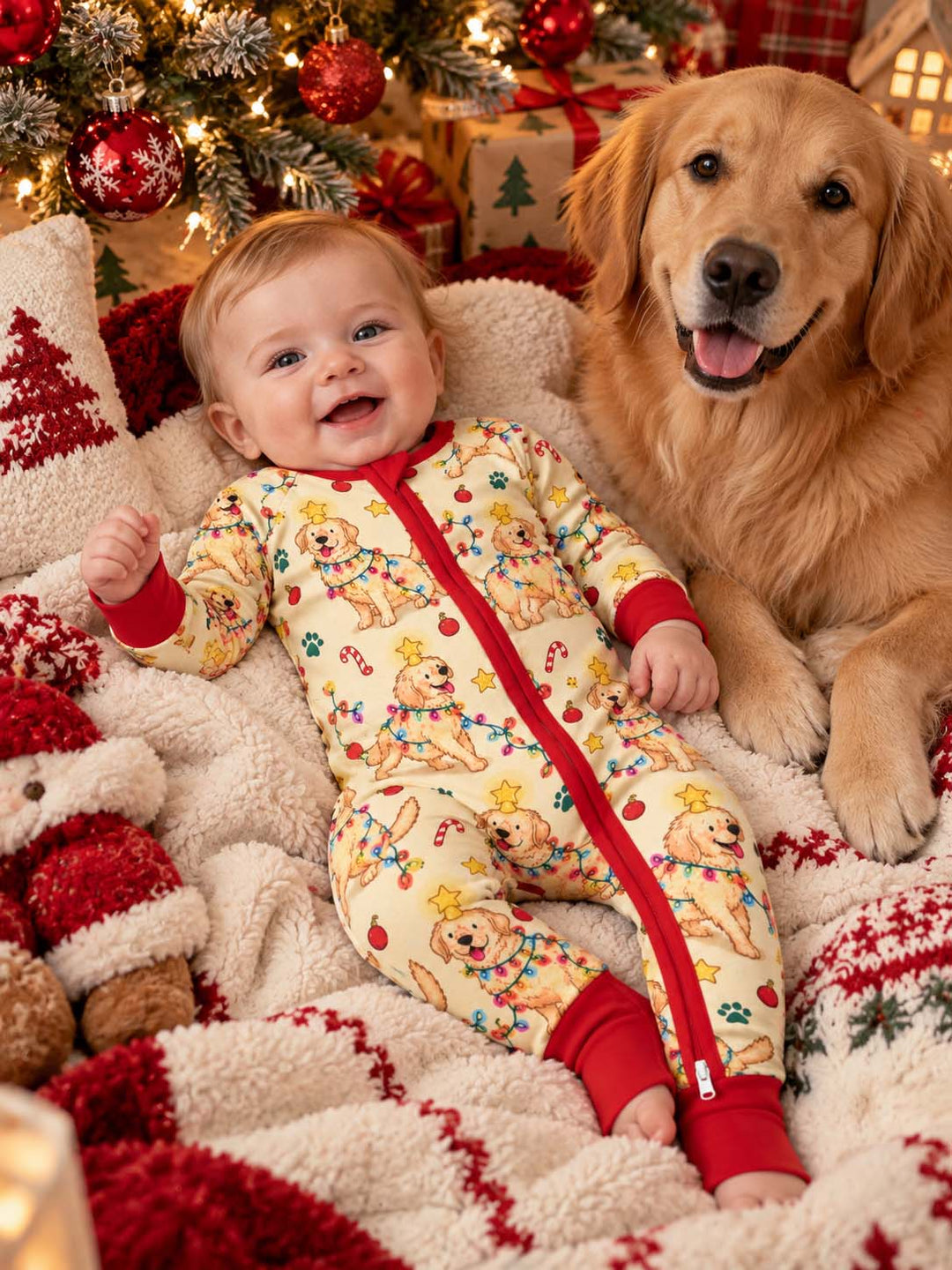 Golden Retriever Christmas Lights Bamboo Convertible Zippy
