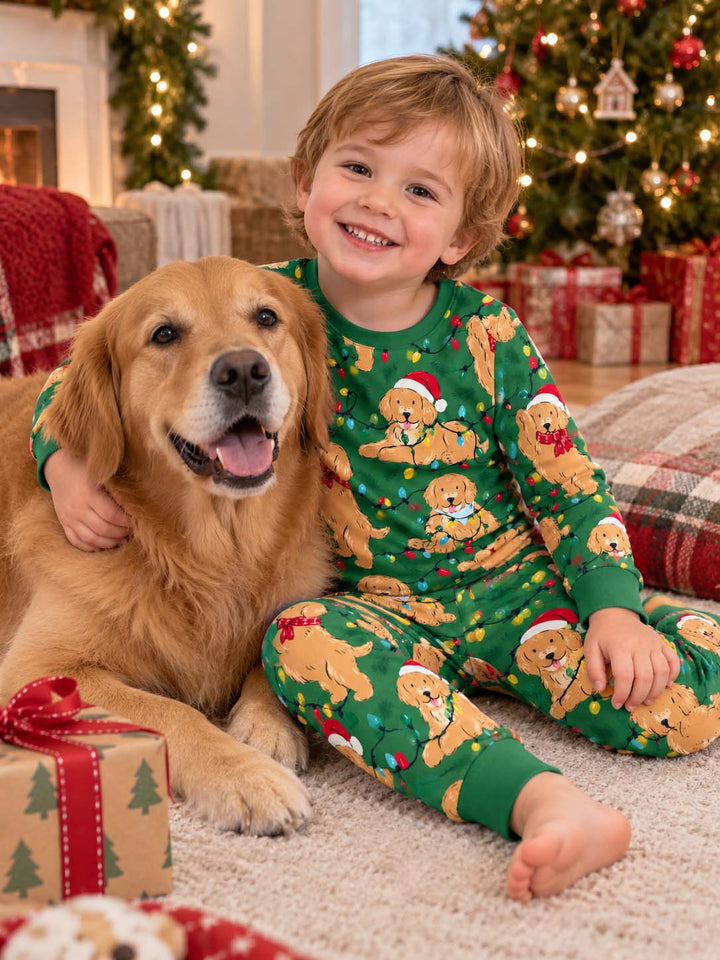 Golden Retriever Christmas Bamboo Two Piece Long Sleeve Pajama Set