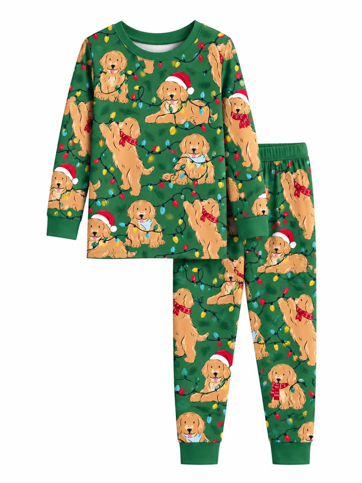 Golden Retriever Christmas Bamboo Two Piece Long Sleeve Pajama Set