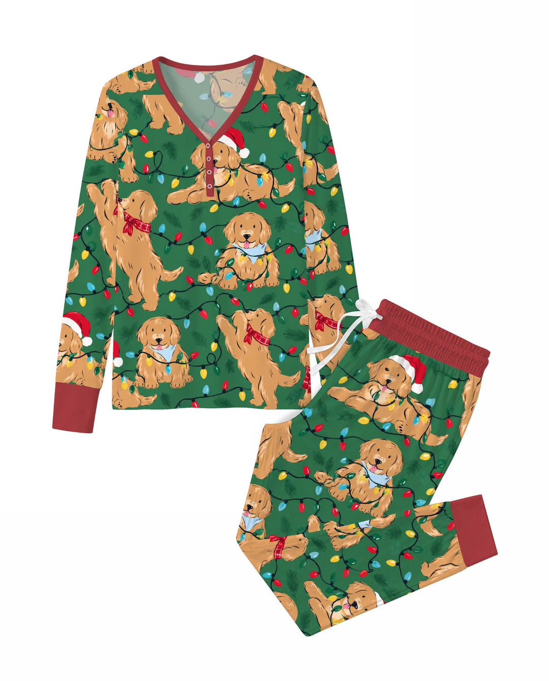 Golden Retriever Christmas Bamboo Women Pajama Set
