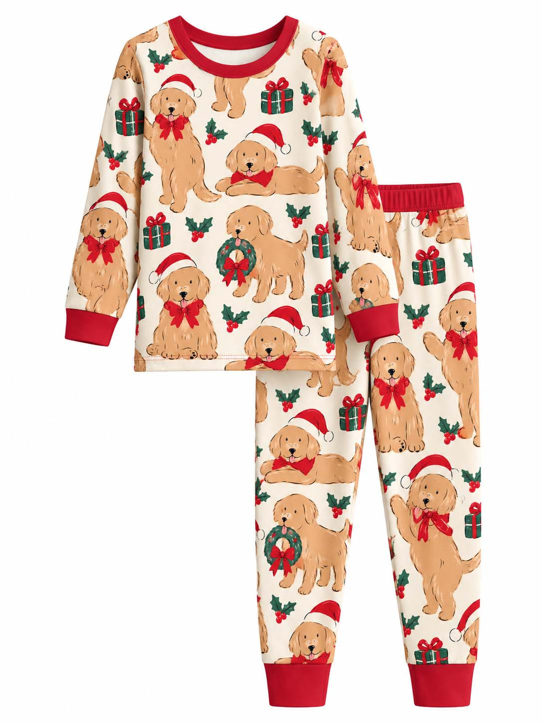 Golden Retriever Holiday Gifts Bamboo Two Piece Long Sleeve Pajama Set
