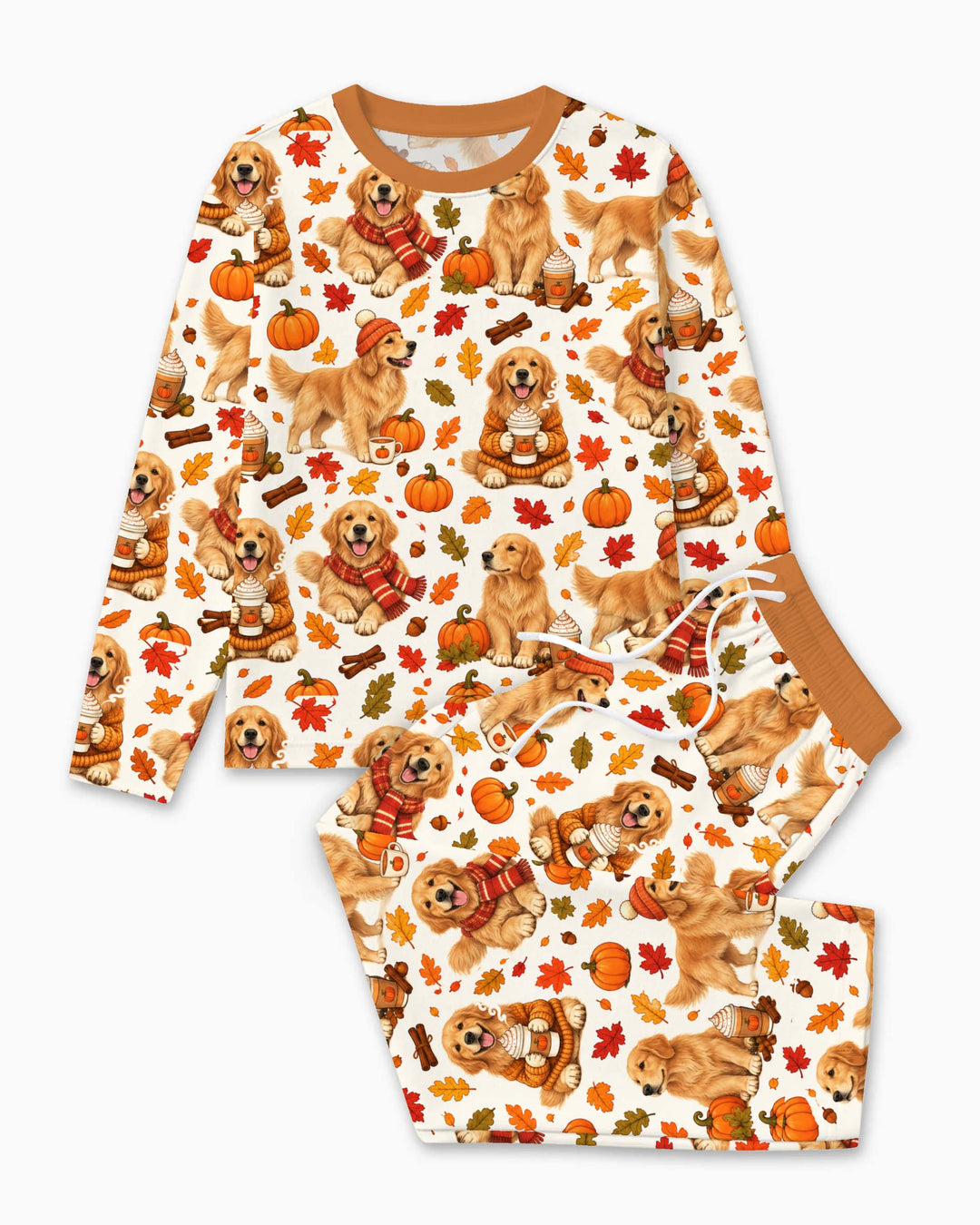 Golden Retriever Pumpkin Spice Autumn Bamboo Men's Pajama Set