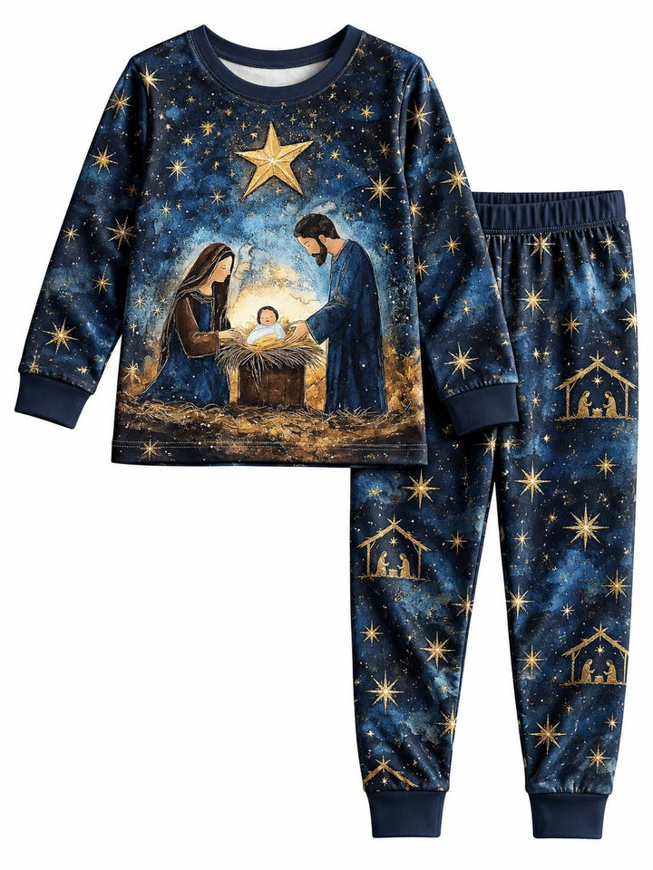Golden Star Nativity Bamboo Two Piece Long Sleeve Pajama Set