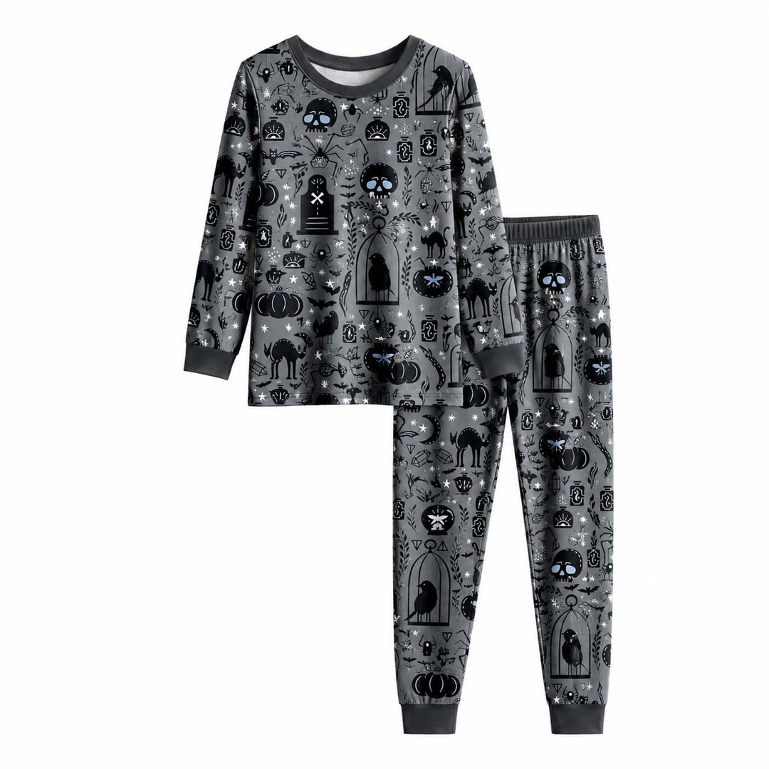 Gothic Halloween Magic Bamboo Two Piece Long Sleeve Pajama Set