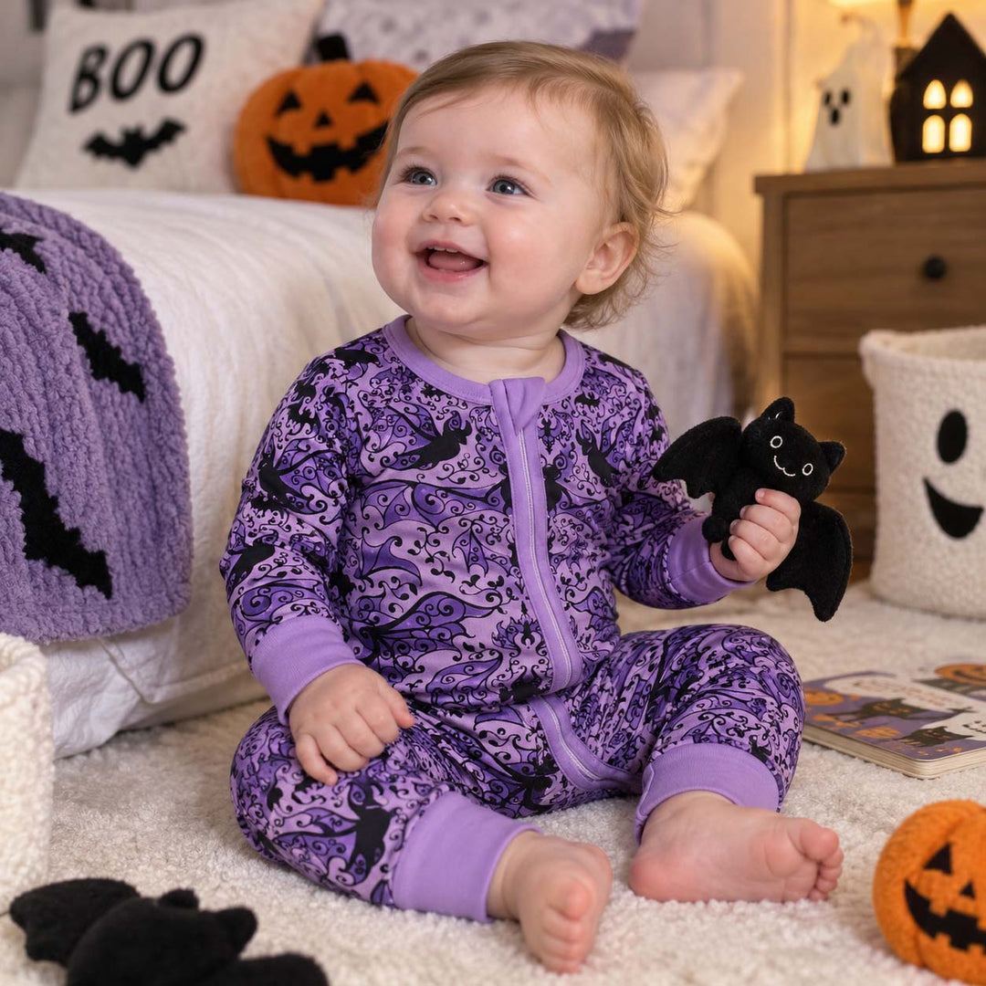 Gothic Purple Bat Pattern Bamboo Convertible Zippy