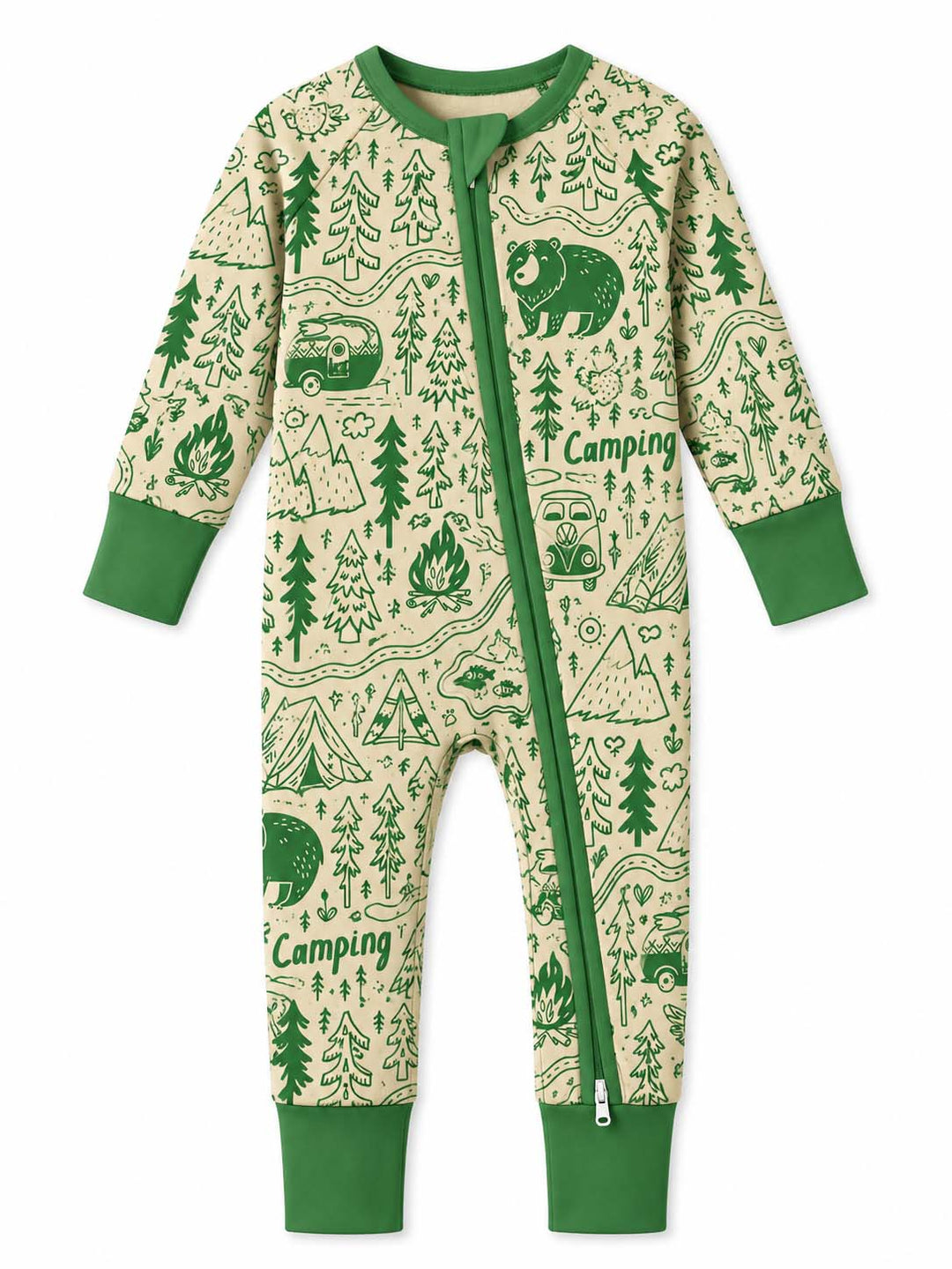 Green Woodland Camping Pattern Bamboo Convertible Zippy