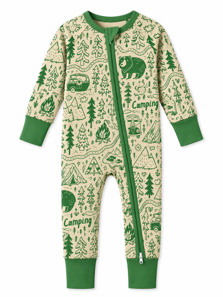 Green Woodland Camping Pattern Bamboo Convertible Zippy