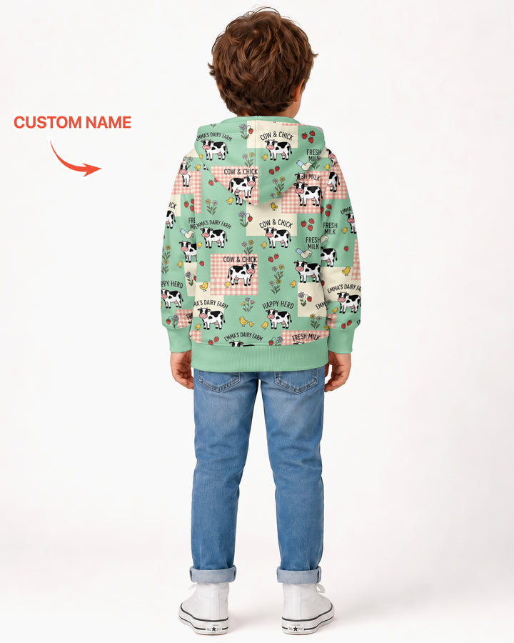 Custom Name Minty Farm And A Tiny Chick Bamboo Zip Hoodie