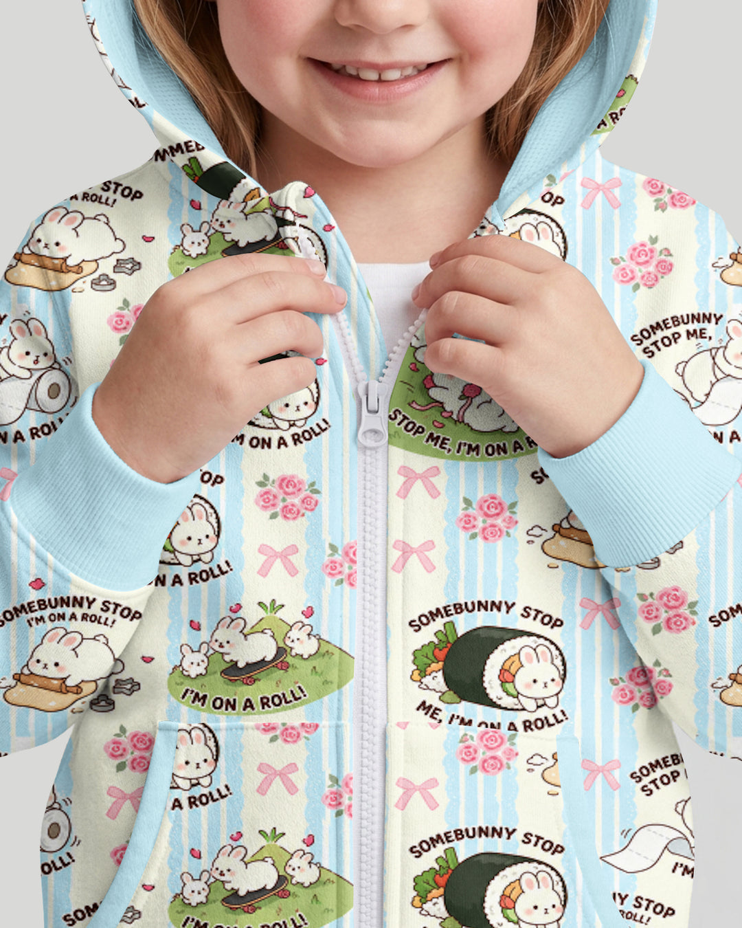 Bunny On A Roll Bamboo Zip Hoodie